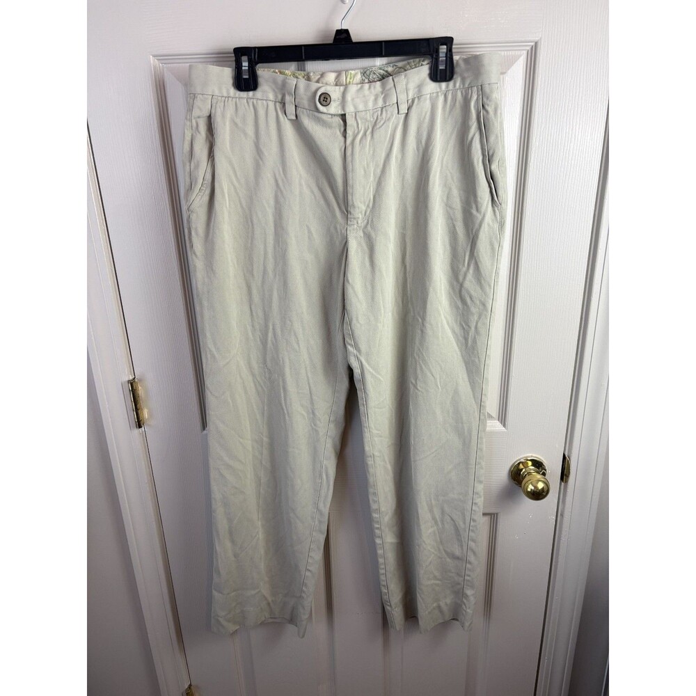 Tommy Bahama Mens 90% Silk Beige Pants Mens Trousers 35x32 - 381